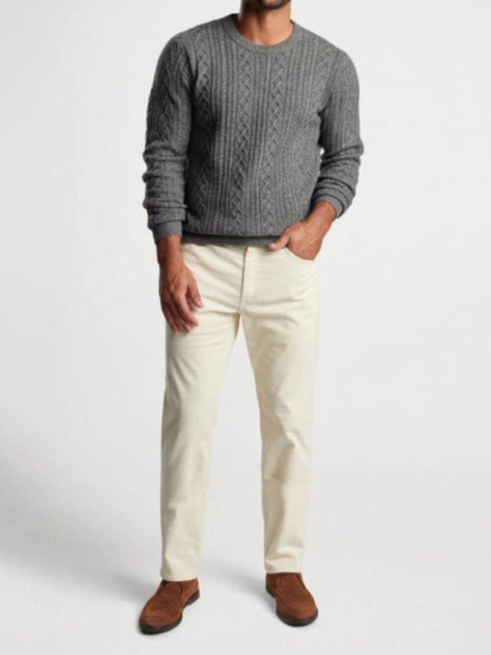 Peter Millar Corduroy Pant Mens 36 Ivory Superior Soft Stretch Classic Fit Cream